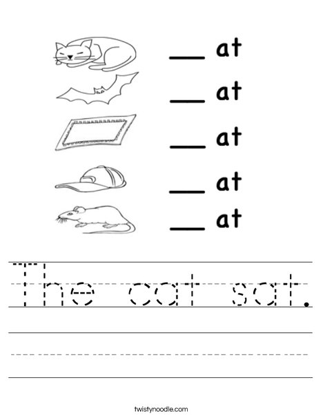 The cat sat Worksheet - Twisty Noodle
