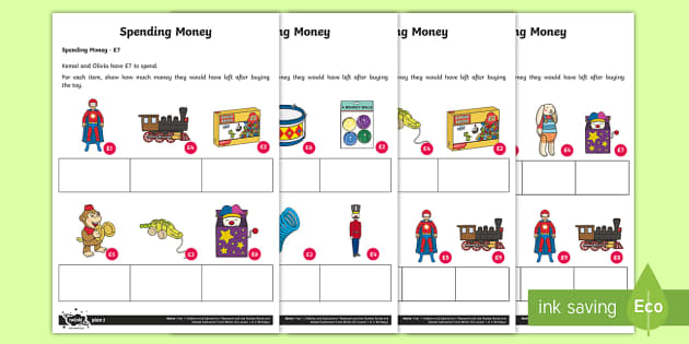 Applying Number Bonds: Spending Money Worksheet / Worksheets