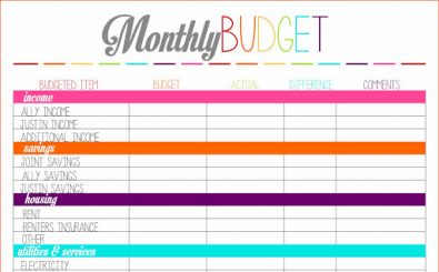 savings budget worksheet
