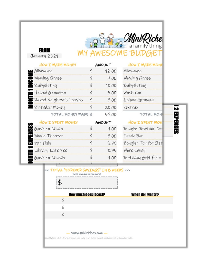 Kid-Friendly Budget Worksheet - Mini Riches: Family | Money | Household