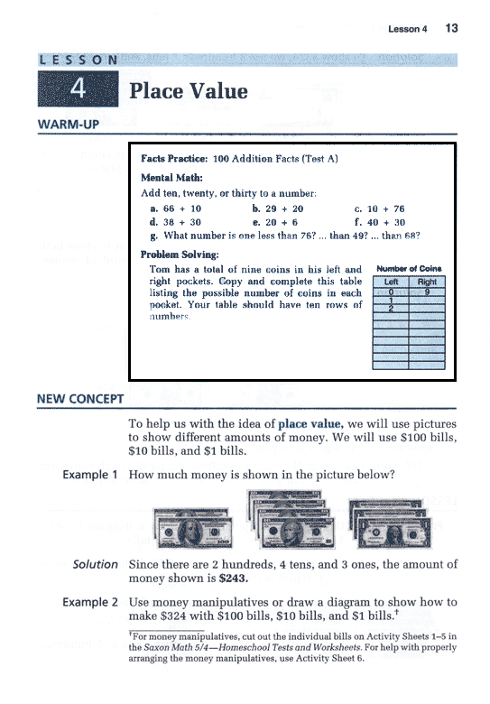 saxon math worksheet 4th grade