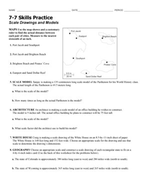 scale drawings worksheet with answers