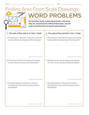Finding Area From Scale Drawings: Word Problems | Worksheet ...