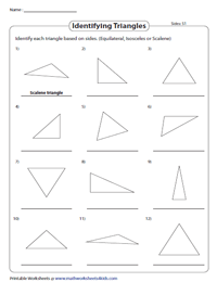 Classifying Triangles based on Sides and Angles Worksheets