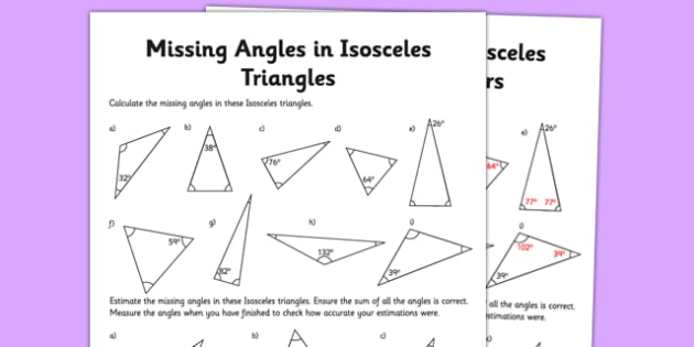 Isosceles Triangles Worksheet - Primary Resources - Twinkl