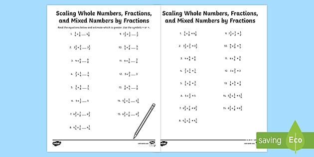 scaling fractions worksheet