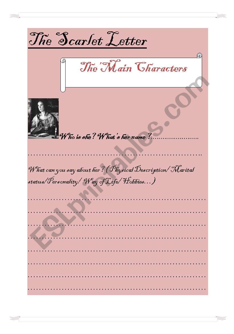 English worksheets: The Scarlet Letter