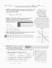 scatter plots and line of best fit worksheet answers