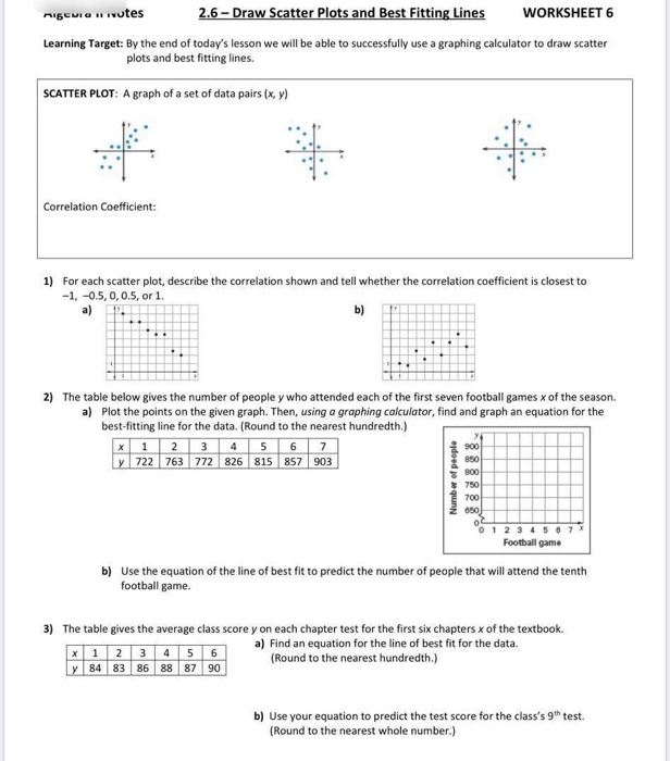 scatter plots and line of best fit worksheet answers