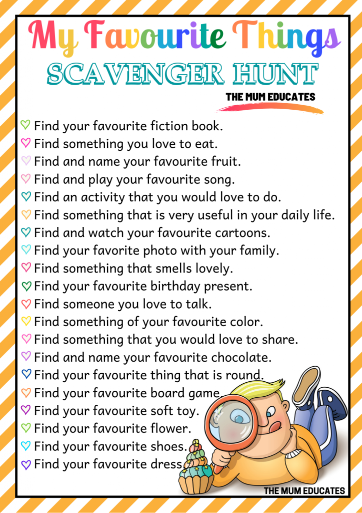 scavenger hunt worksheets printable