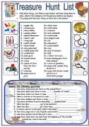 scavenger hunt worksheets printable