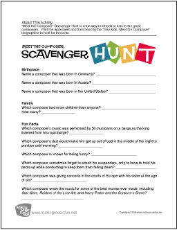 scavenger hunt worksheets printable