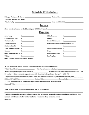 Schedule C Expenses Worksheet - Fill Online, Printable, Fillable ...