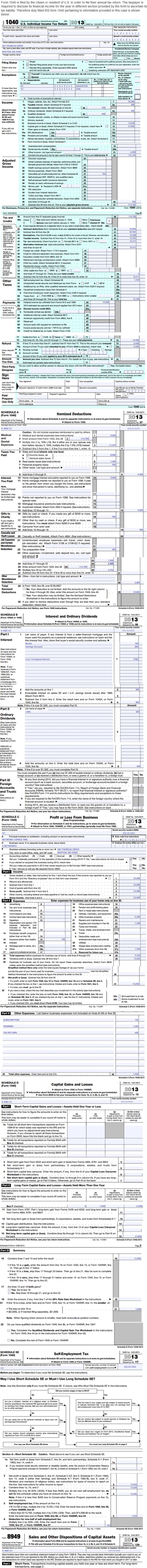 Convert 2013 Tax Form 1040, Schedule A, Schedule | Chegg.com