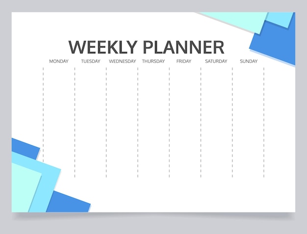 Premium Vector | Weekly schedule planner worksheet design template ...