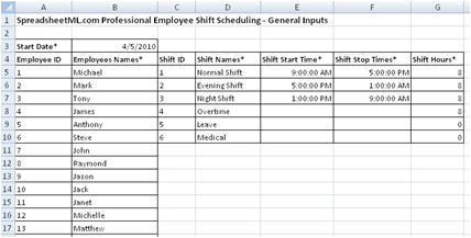 Staff Scheduling/Shift Scheduling Spreadsheet