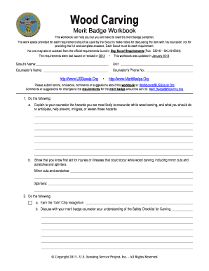 Wood Carving Merit Badge Worksheet - Fill Online, Printable ...