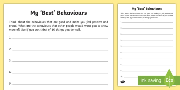 My Best Behaviors Worksheet / Worksheet (Teacher-Made)
