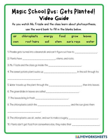 Magic School Bus: Get Planted worksheet  