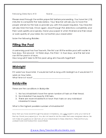 school following directions worksheet