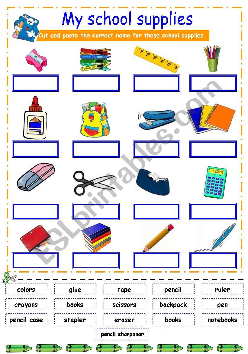 school supplies - ESL worksheet by karen1980