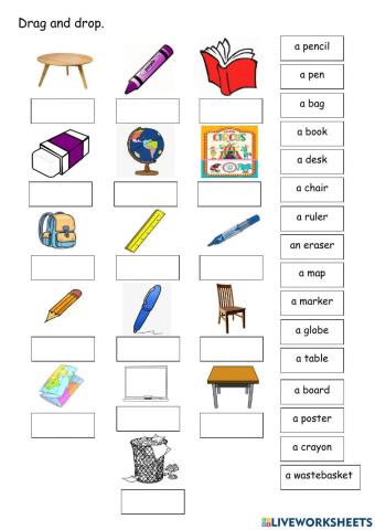 School Things worksheet for Grade-1  