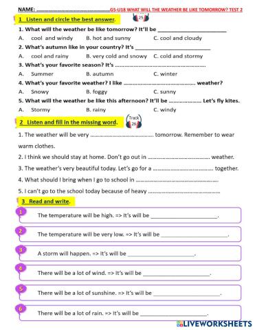 G5-U18 WHAT WILL THE WEATHER BE LIKE TOMORROW? TEST2  