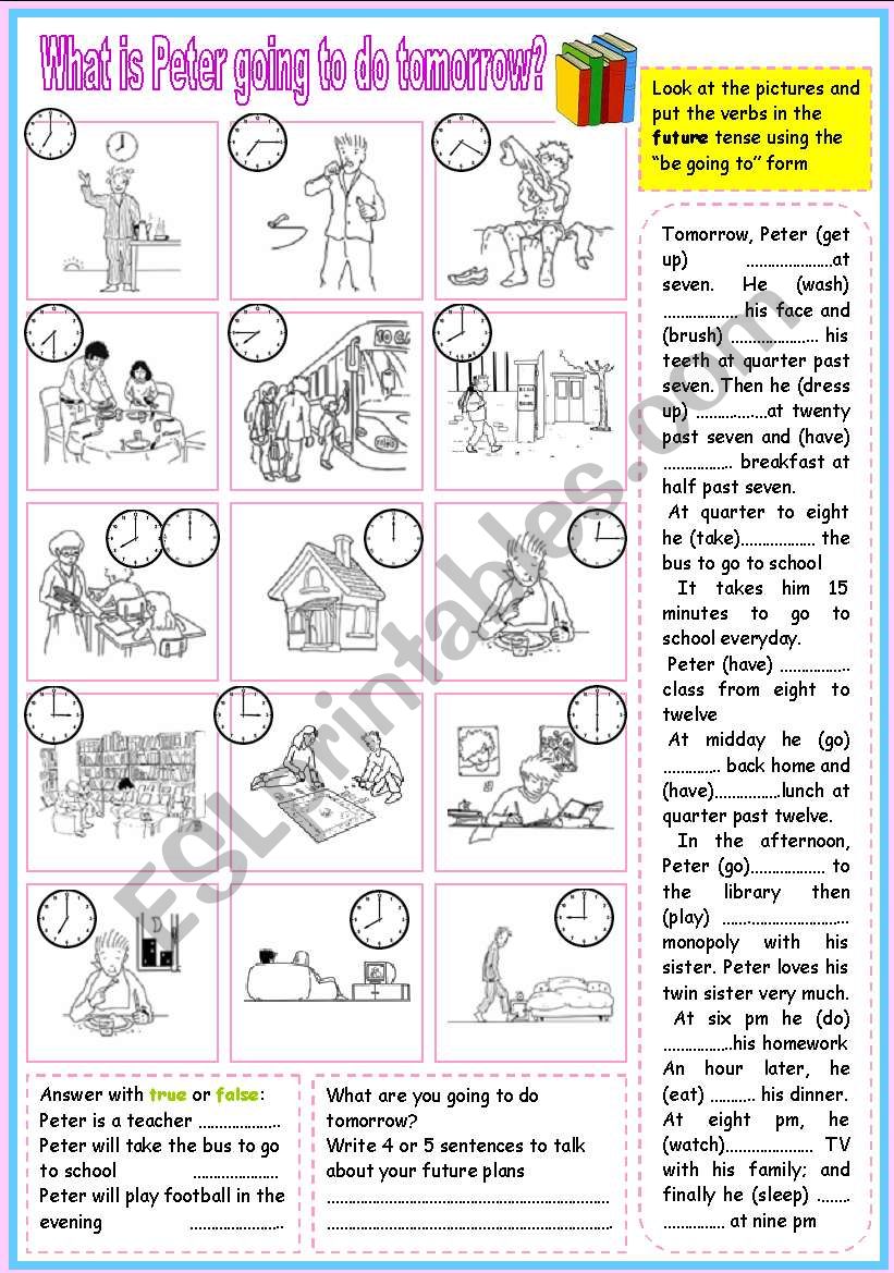 what is peter going to do tomorrow - ESL worksheet by ben 10