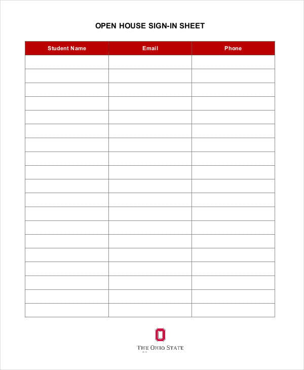 school open house sign in sheet free printable