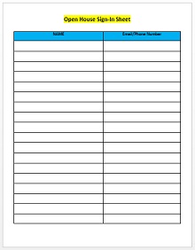 school open house sign in sheet free printable