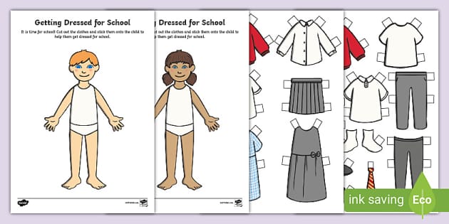 Getting Dressed for School Paper Dolls Activity - Twinkl