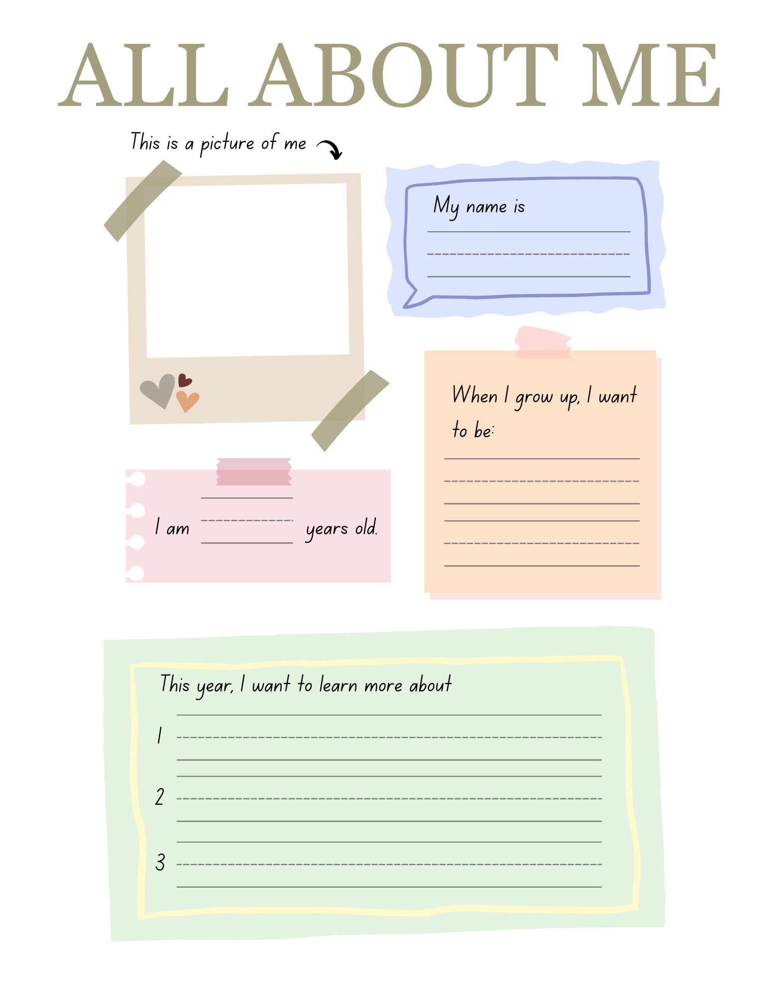 All About Me First Day of School FREE Worksheets — xoxoerinsmith.com