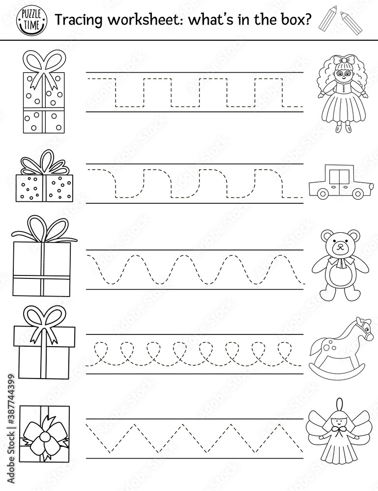 Vector Christmas handwriting practice worksheet. Winter printable ...