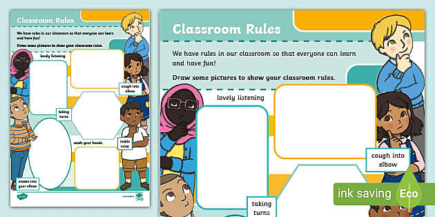 Classroom rules worksheet (teacher made) - Twinkl