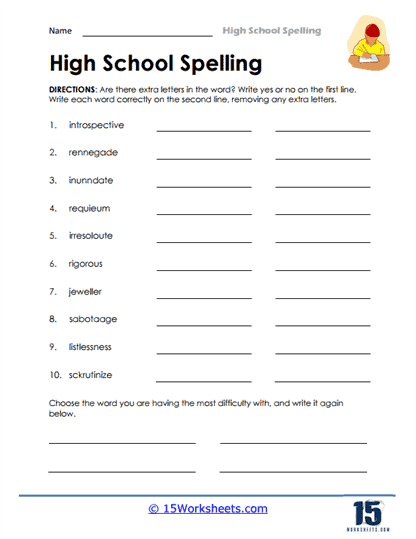 High School Spelling Worksheets - 15 Worksheets Library