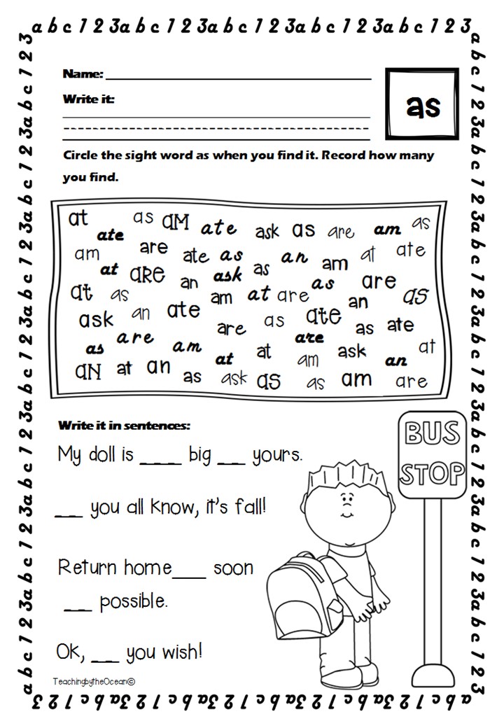 First Grade Sight Words Worksheets - Back to School Themed | Made ...