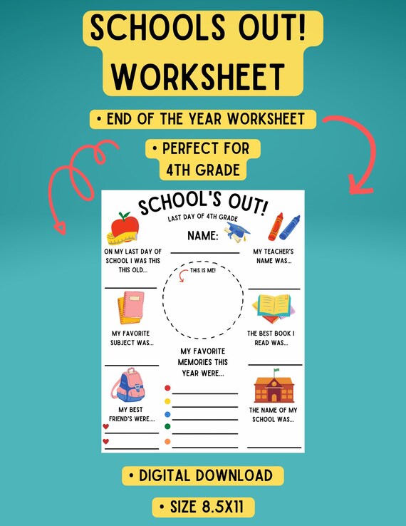 Schools Out: 4th Grade Last Day of School Worksheet  