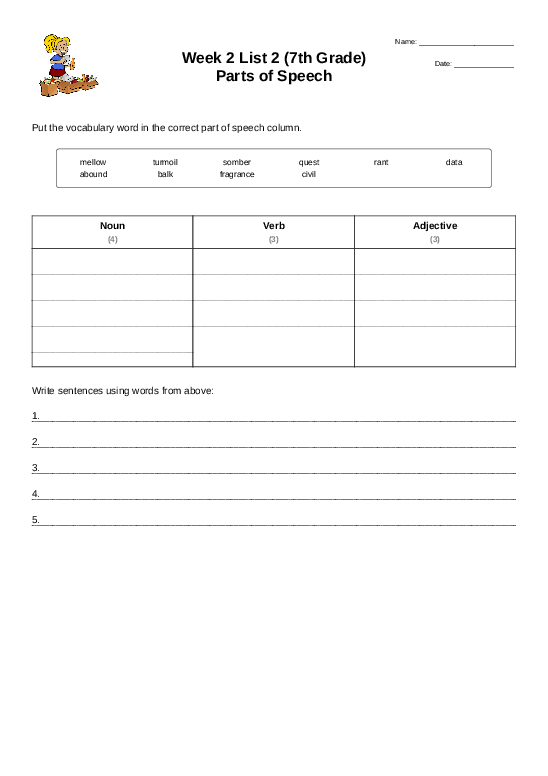 school worksheet 7th grade questions