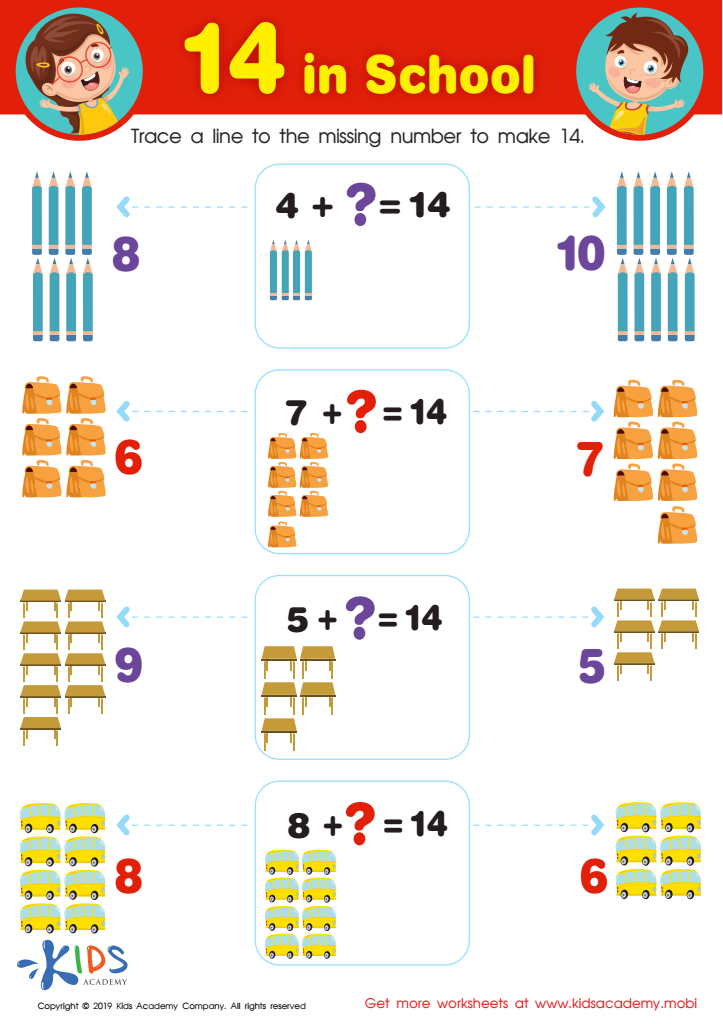 14 in School Worksheet for kids