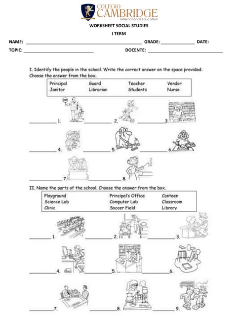 school worksheet and answers