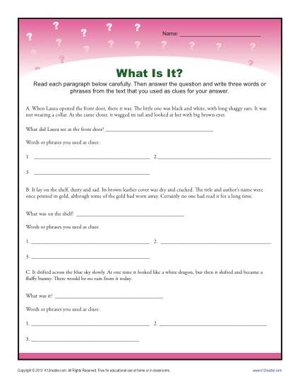school worksheet and answers