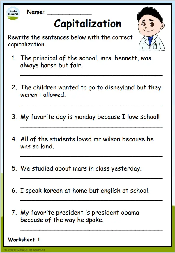 school worksheet for 4th graders