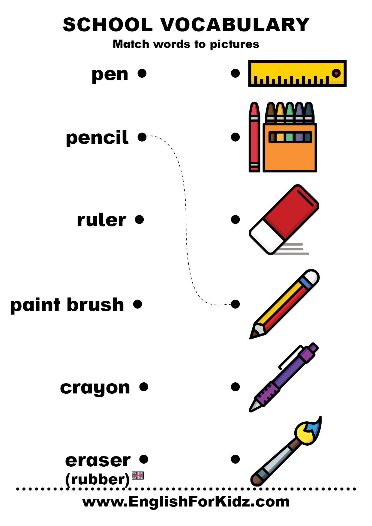 English for Kids Step by Step: School Vocabulary Worksheets (Free PDF)