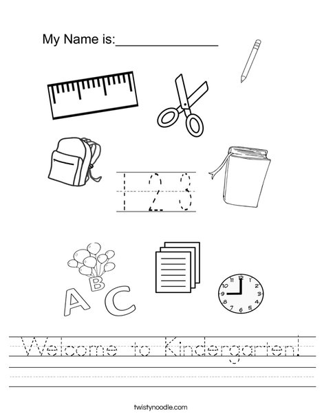 Welcome to Kindergarten Worksheet - Twisty Noodle