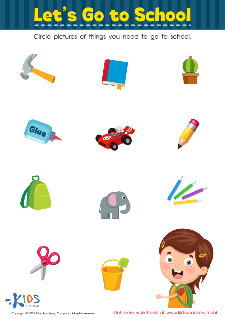 Lets Go to School! Worksheet: Free Printable PDF for Kids