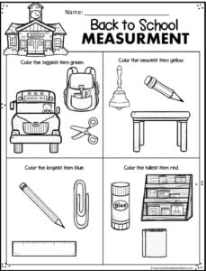 FREE Printable Back to School Pre-K Worksheets