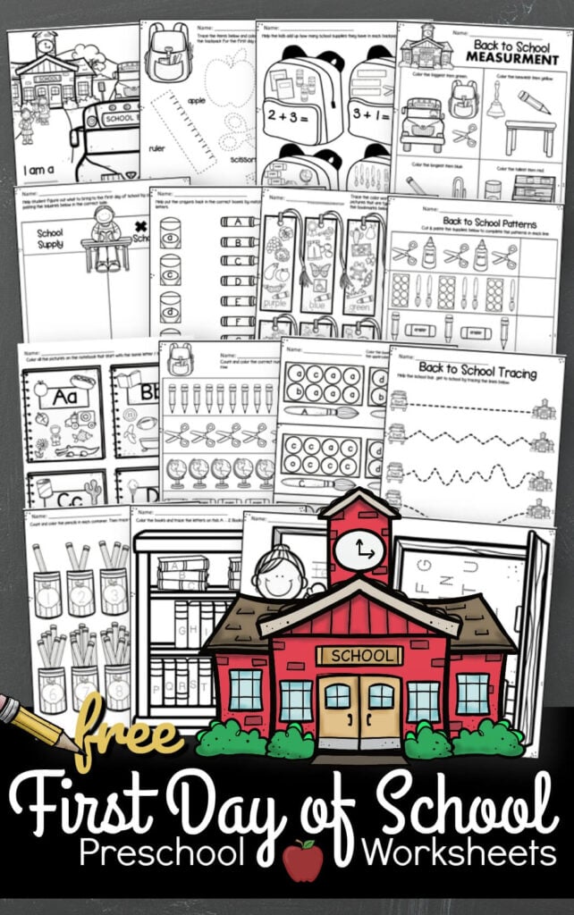 FREE Printable Back to School Pre-K Worksheets