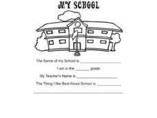 All About My School Worksheet for 1st - 2nd Grade | Lesson Planet