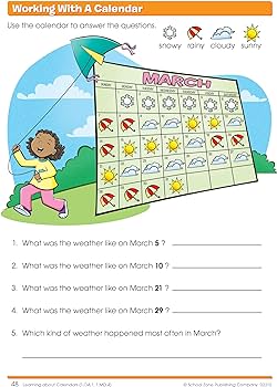 School Zone - Word Problems Workbook - 64 Pages, Ages 6 to 8, 1st Grade,  2nd Grade, Math, Picture Stories, Graphs, Calendars and Clocks, and More ...