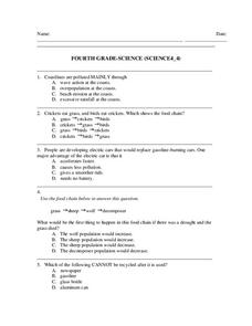 Fourth Grade Science Worksheet for 4th Grade | Lesson Planet